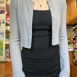 Forever 21 - Light Gray Cropped Button-Up Cardigan